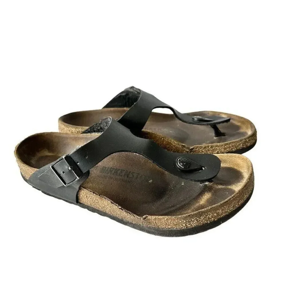 Birkenstock‎ Gizeh Leather Thong Sandals Women's 37/6 Black